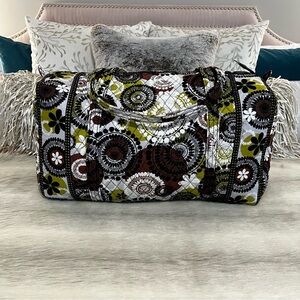 VERA BRADLEY Cocoa Moss Large Duffle Bag 2 Handles Zip Top Brown Green 2013